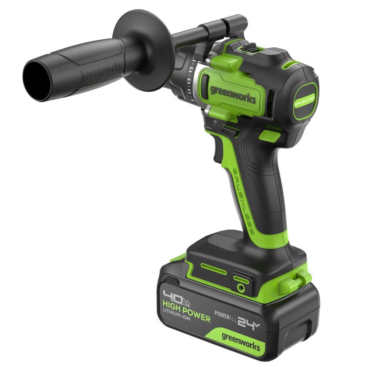 Дрель-шуруповерт Greenworks GD24DD90 (3707507CUD) [24В, 2х4.0 Ач, бесщеточный, кейс]