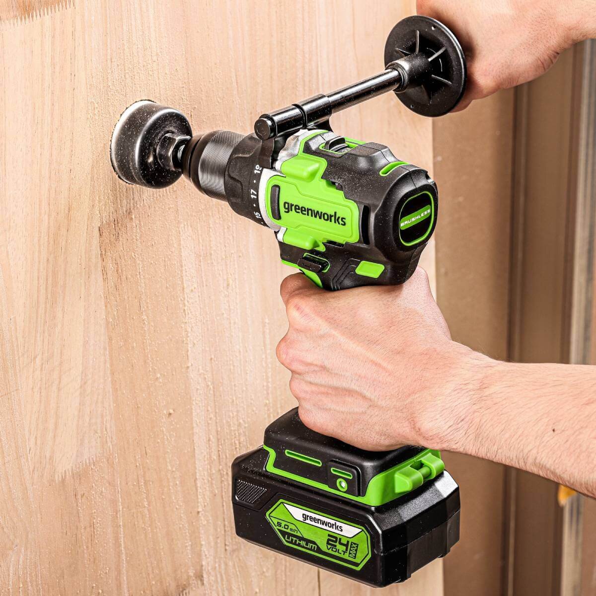 Дрель-шуруповерт Greenworks GD24DD90 (3707507CUB) [24В, 1х4.0 Ач, бесщеточный, кейс]