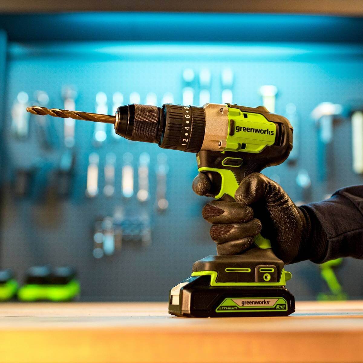 Шуруповерт ударный Greenworks GD24DD60 (3704107) [24В, 1х2 Ач, бесщеточный, картон]