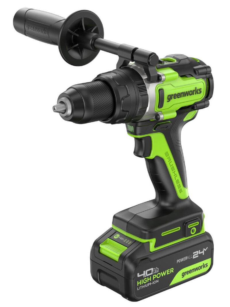 Дрель-шуруповерт ударный Greenworks GD24DD140 Anti-kickback (3707607CUD) [24В, 2х4.0 Ач, бесщеточный, кейс]