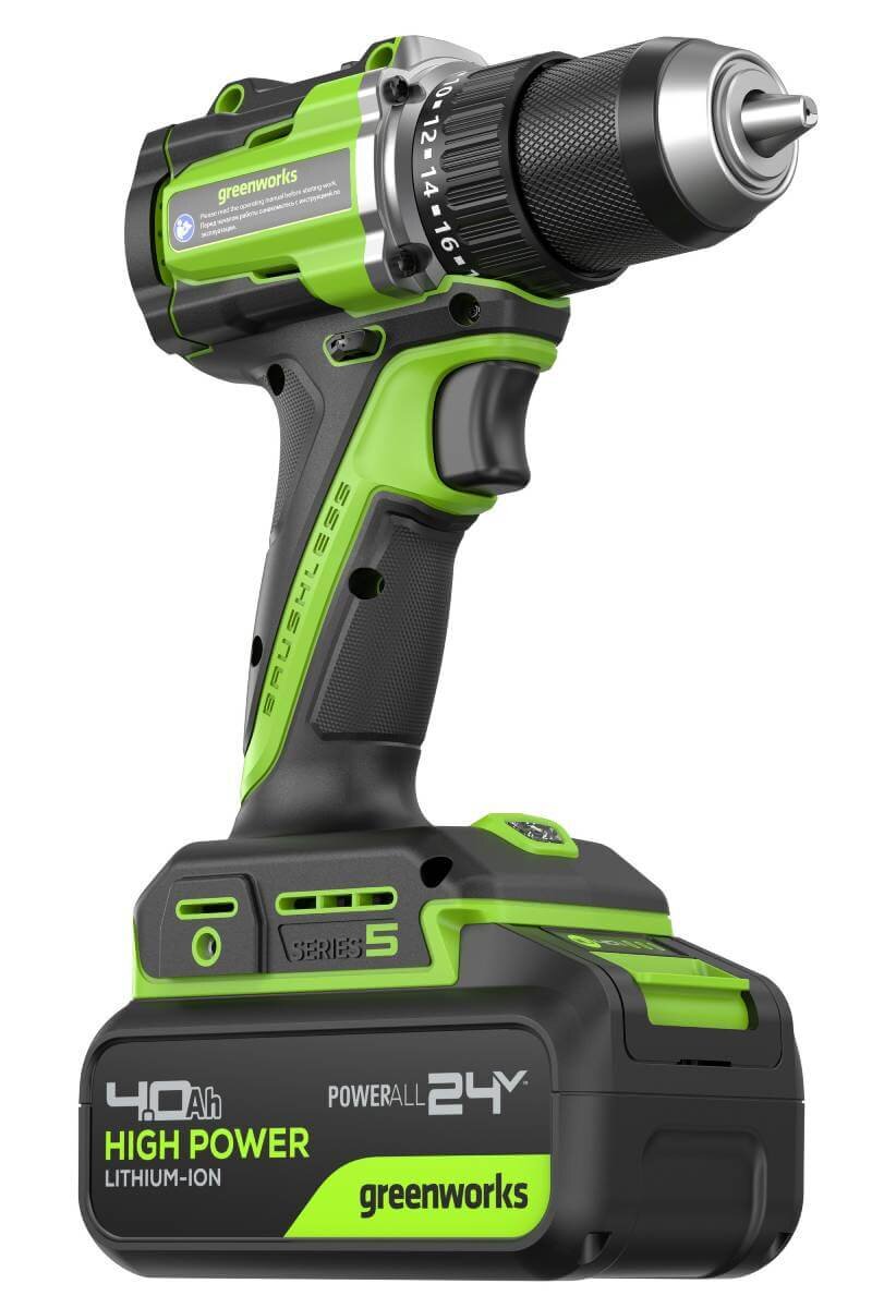 Дрель-шуруповерт Greenworks DD560 Anti-kickback (3708407CUB) [24В, 1х4.0 Ач, бесщеточный, кейс]